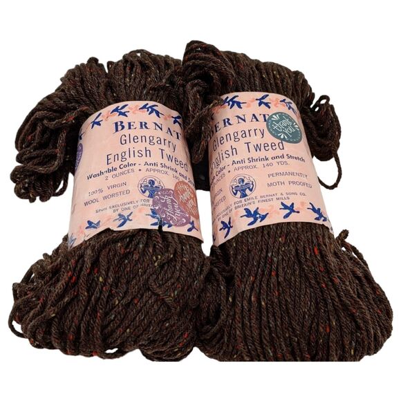 Bernat Glengarry English Tweed Yarn #6818 Walnut BR 100% Virgin Wool 140yds x2 - Picture 1 of 7